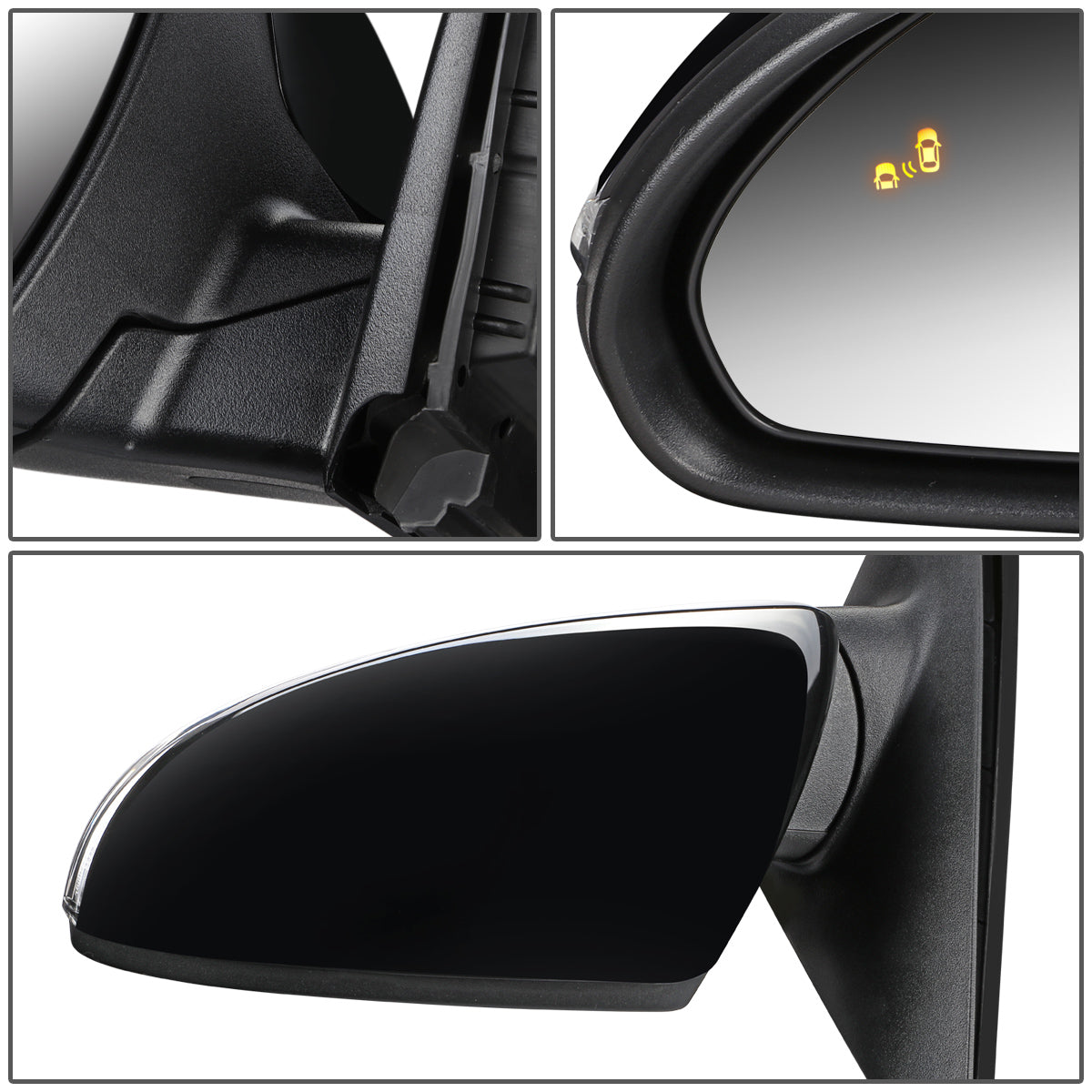 RETROVISOR MIRROR - OEM - 11-15 KIA OPTIMA - POWERED - HEATED - W/ SIGNAL LIGHT - W/ BSD - FOLDING - BLACK MATERIAL - LEFT