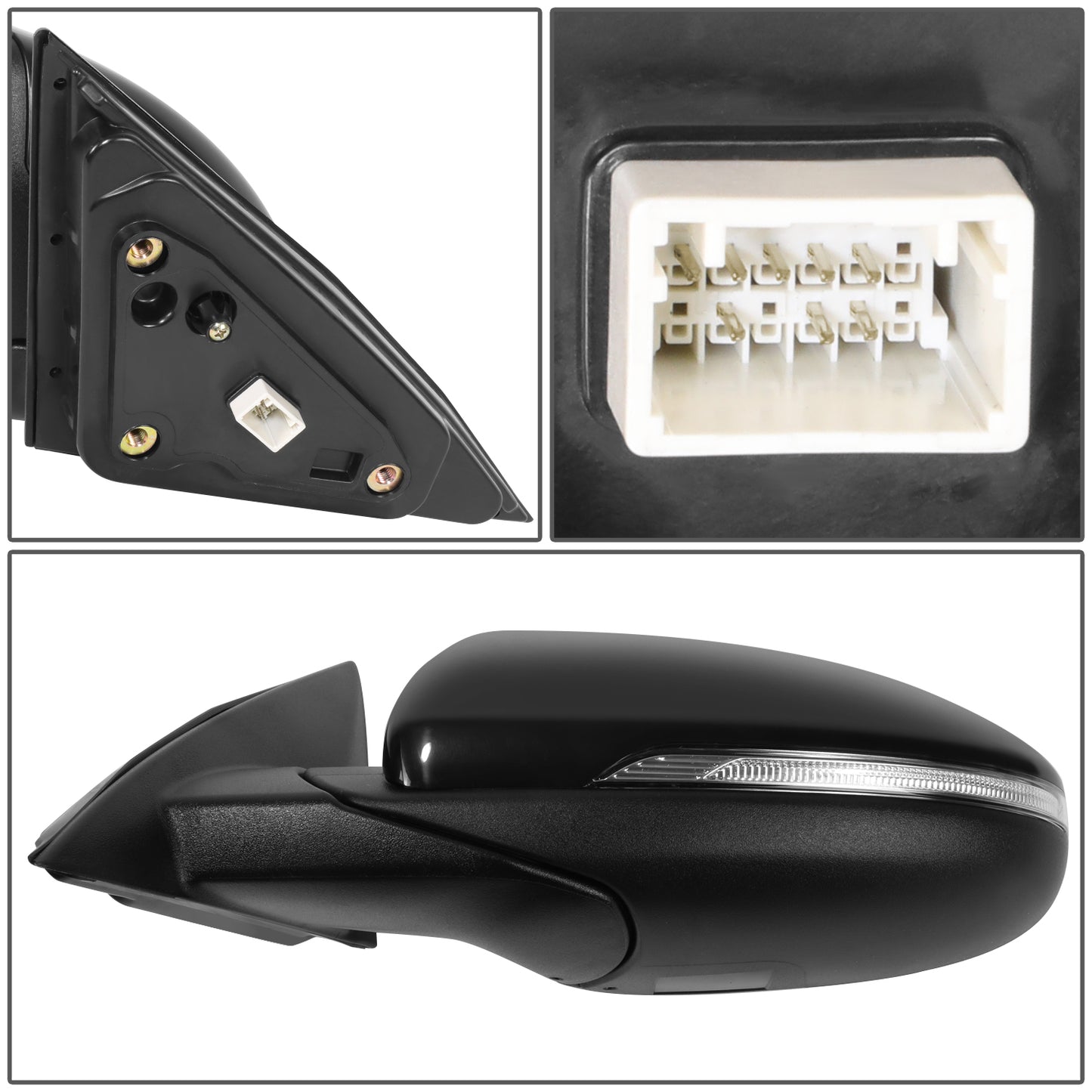 RETROVISOR MIRROR - OE STYLE - KIA FORTE 19-21 - WITH POWER WITH HEATED GLASS WITH TURN SIGNAL WITH BLIND SPOT - DRIVER SIDE - PAINT TO MATCH - BLACK