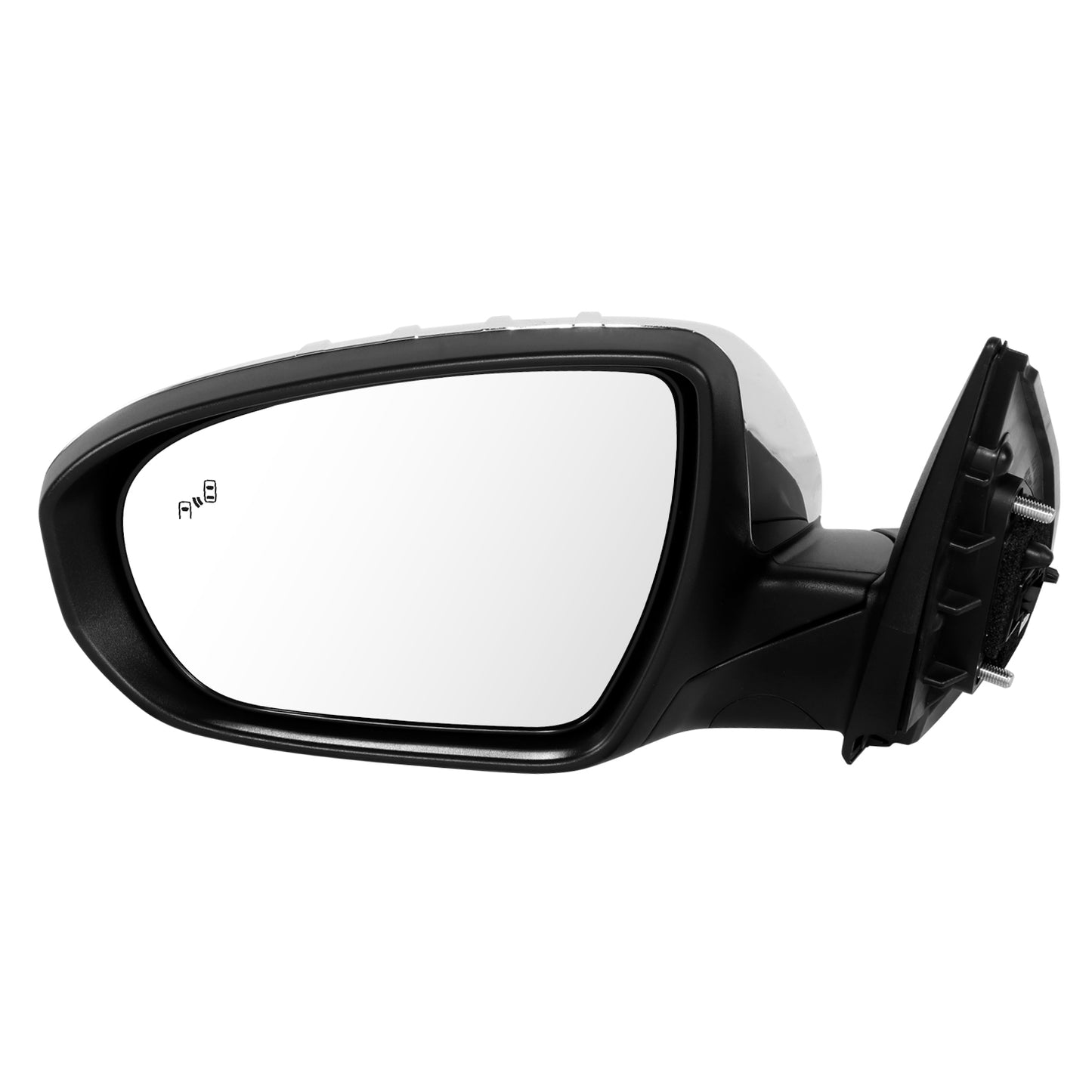 RETROVISOR MIRROR - OE STYLE - KIA OPTIMA 14-15 - WITH POWER FOLD WITH HEATED GLASS WITH TURN SIGNAL WITH BLIND SPOT - CHROME COVER - DRIVER SIDE - SMOOTH - CHROME / BLACK