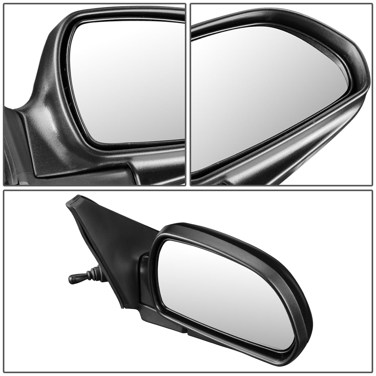 RETROVISOR MIRROR - OEM - 02-04 KIA SPECTRA 1.8L - MANUAL - PAINTABLE - BLACK - RIGHT