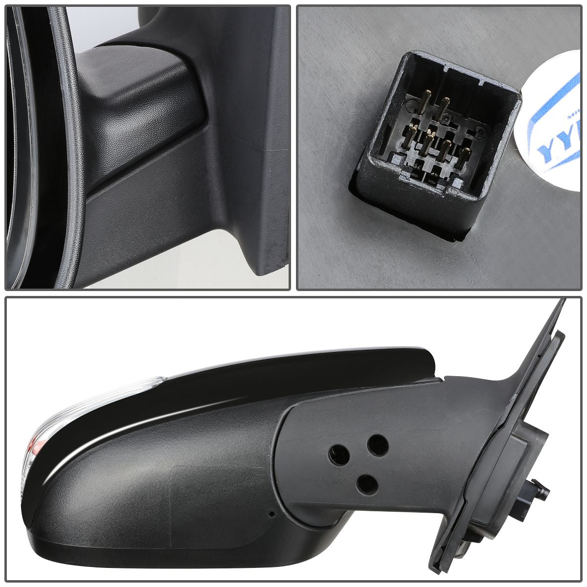 RETROVISOR MIRROR - OEM - 10-13 KIA FORTE KOUP - POWERED - HEATED - TEXTURED - BLACK - RIGHT