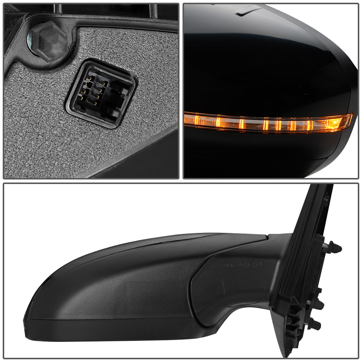 RETROVISOR MIRROR - OEM - 11-15 KIA OPTIMA - POWERED - HEATED - W/ SIGNAL LIGHT - POWER FOLDING - BLACK MATERIAL - RIGHT