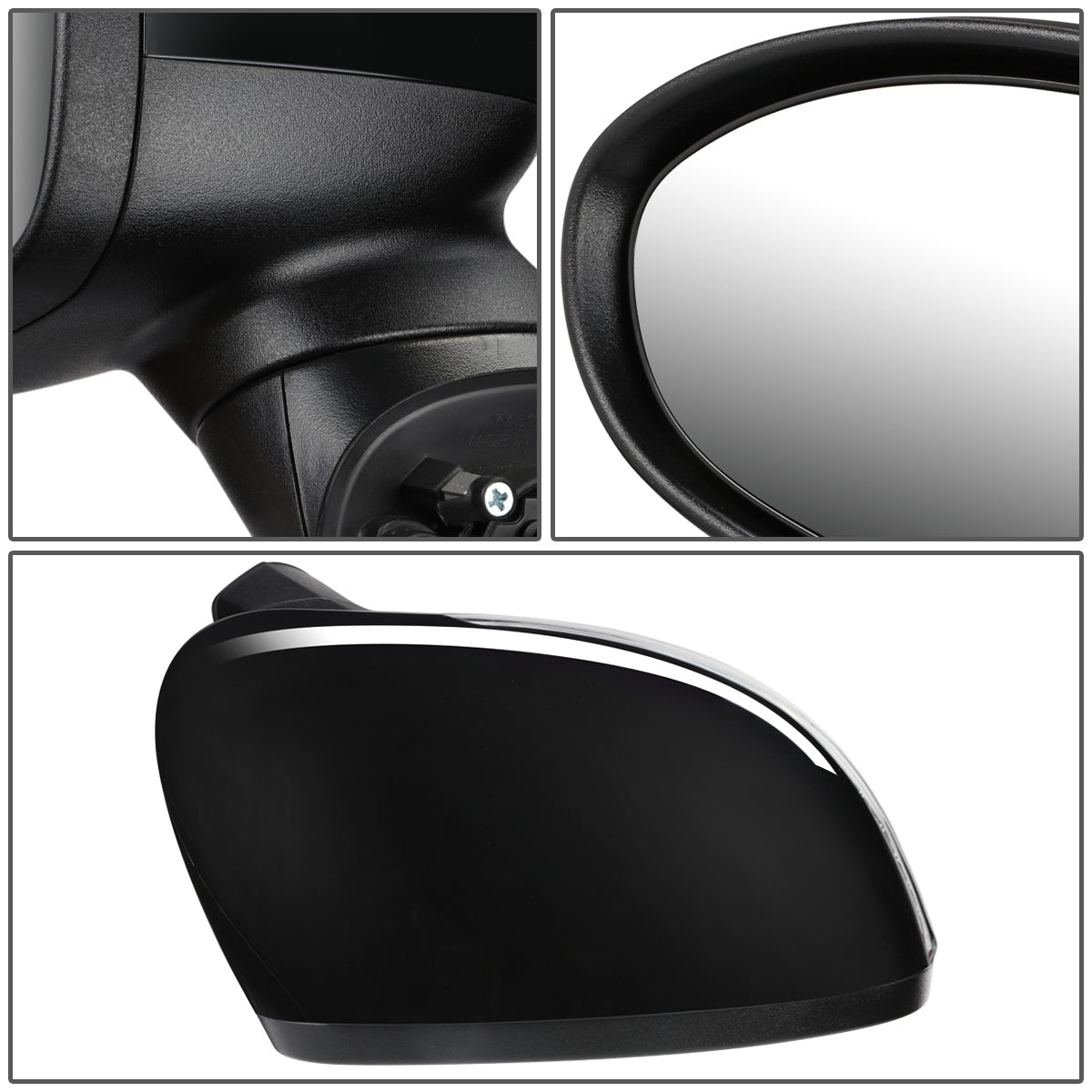 RETROVISOR MIRROR - OEM - 12-15 KIA RIO - POWERED - HEATED - W/ SIGNAL LIGHT - POWER FOLDING - BLACK MATERIAL - RIGHT