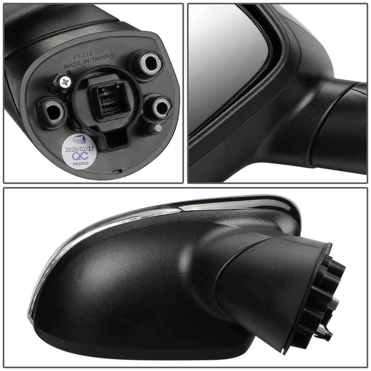 RETROVISOR MIRROR - OEM - 12-15 KIA RIO - POWERED - HEATED - W/ SIGNAL LIGHT - POWER FOLDING - BLACK MATERIAL - RIGHT