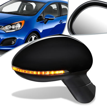 RETROVISOR MIRROR - OEM - 12-15 KIA RIO - POWERED - HEATED - W/ SIGNAL LIGHT - POWER FOLDING - BLACK MATERIAL - RIGHT