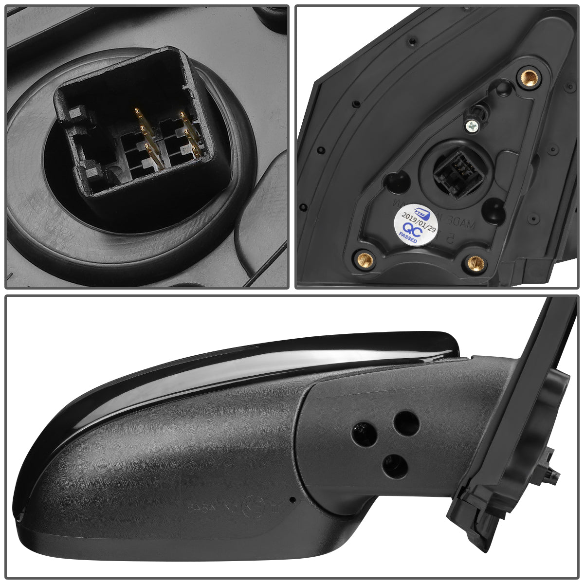 RETROVISOR MIRROR - OEM - 06-11 KIA RIO - POWERED - HEATED - W/ SIGNAL LIGHT - FOLDING - BLACK MATERIAL - RIGHT