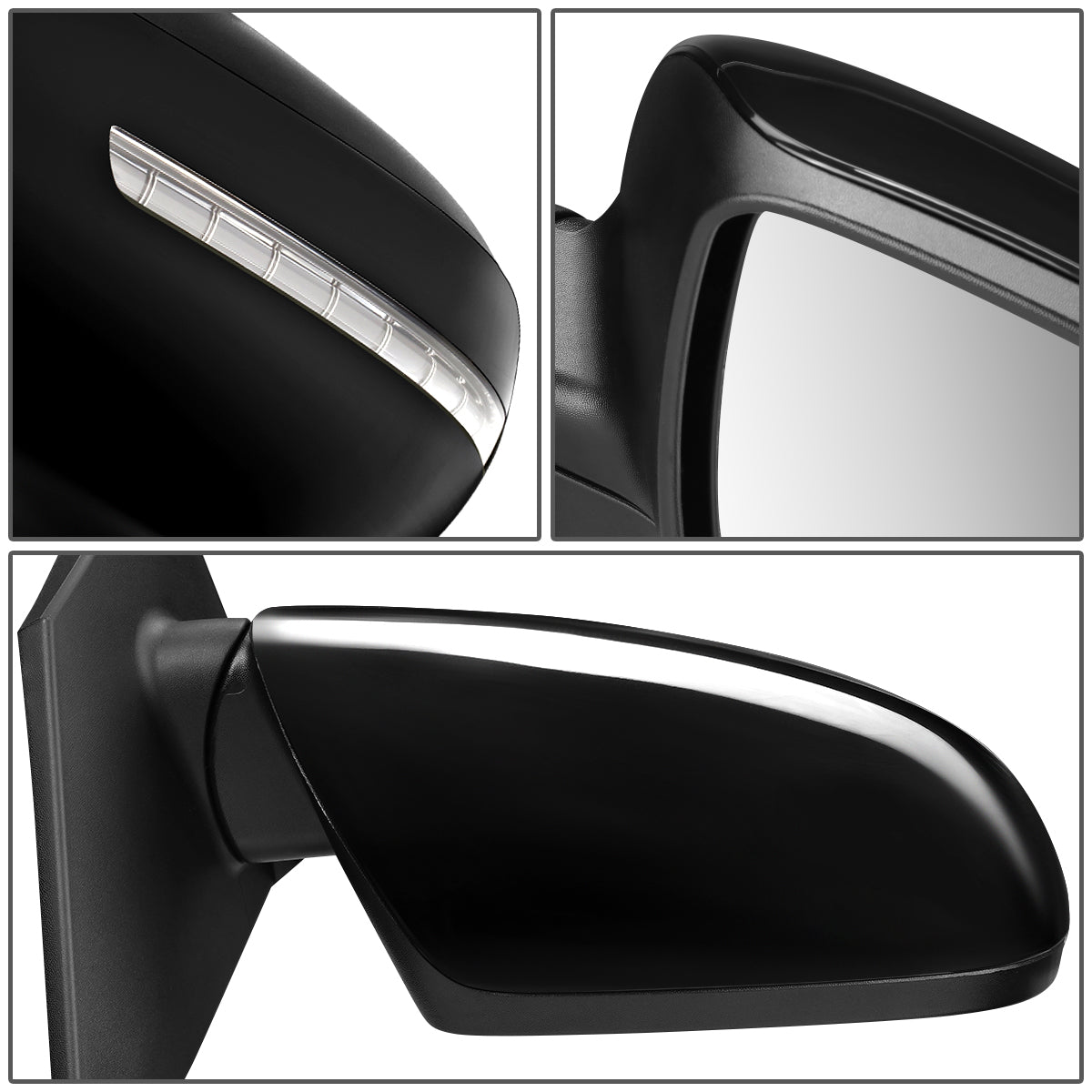 RETROVISOR MIRROR - OEM - 06-11 KIA RIO - POWERED - HEATED - W/ SIGNAL LIGHT - FOLDING - BLACK MATERIAL - RIGHT