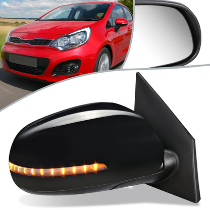 RETROVISOR MIRROR - OEM - 06-11 KIA RIO - POWERED - HEATED - W/ SIGNAL LIGHT - FOLDING - BLACK MATERIAL - RIGHT