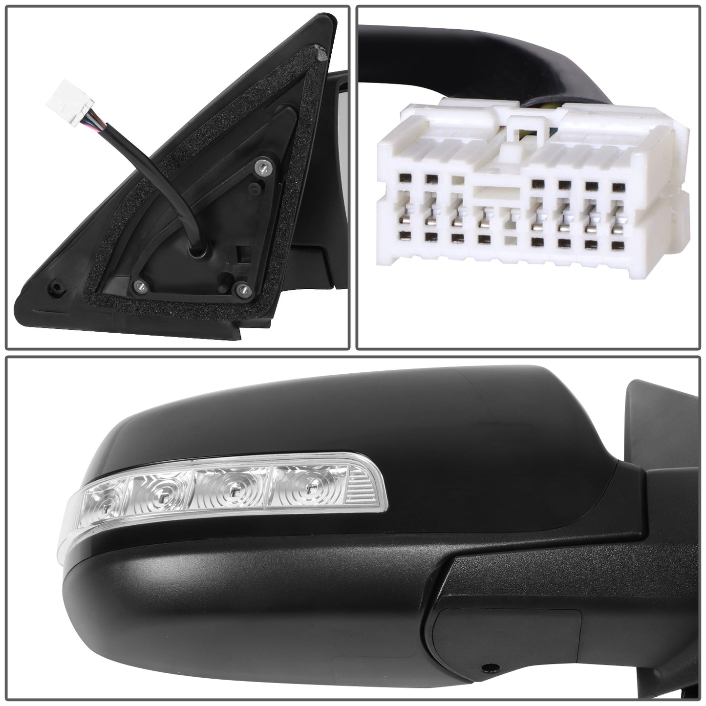 RETROVISOR MIRROR - OE STYLE - KIA SORENTO 11-13 - WITH POWER FOLD WITH HEATED GLASS WITH TURN SIGNAL - PASSENGER SIDE - PAINT TO MATCH - BLACK