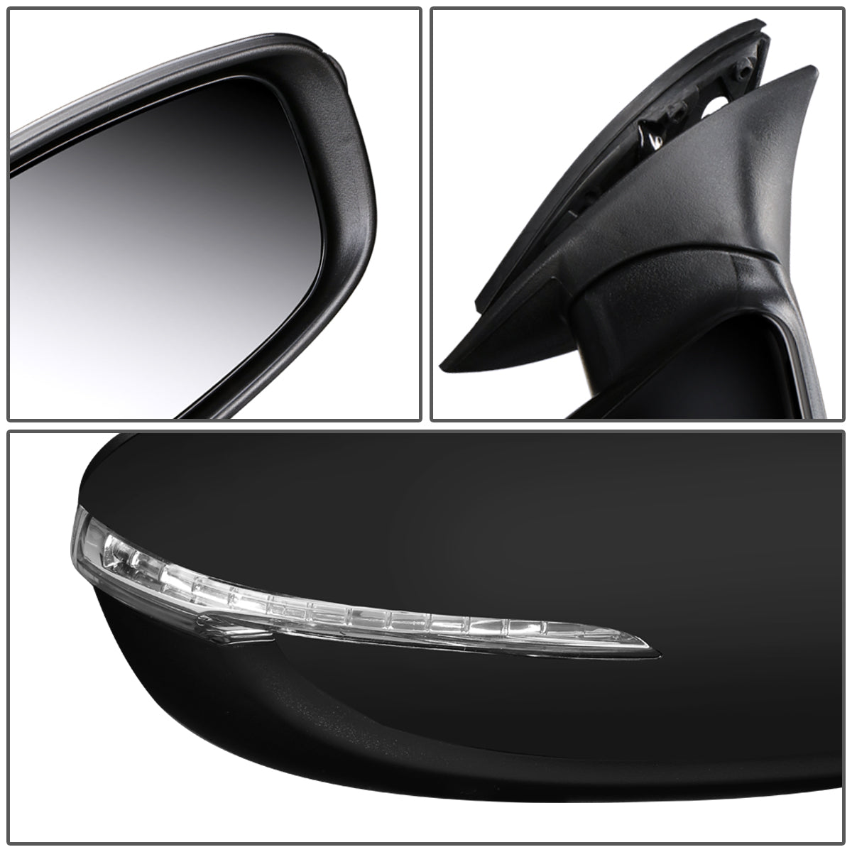 RETROVISOR MIRROR - OEM - 14-16 KIA FORTE, FORTE KOUP - POWERED - HEATED - FOLDING - BLACK MATERIAL - RIGHT