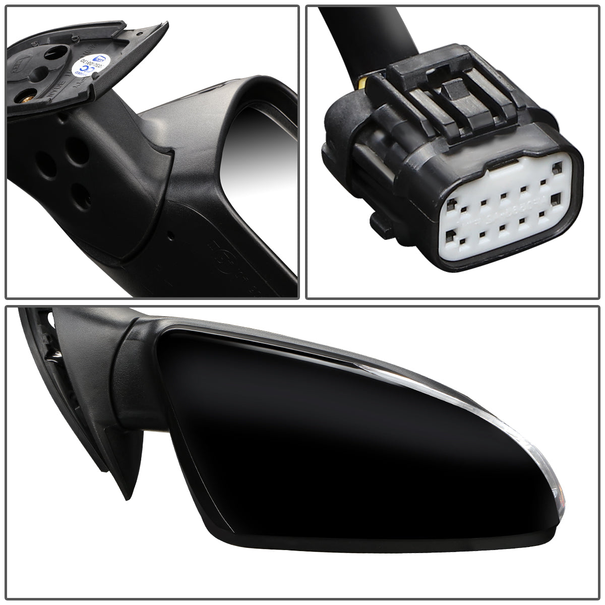 RETROVISOR MIRROR - OEM - 14-16 KIA FORTE, FORTE KOUP - POWERED - HEATED - FOLDING - BLACK MATERIAL - RIGHT