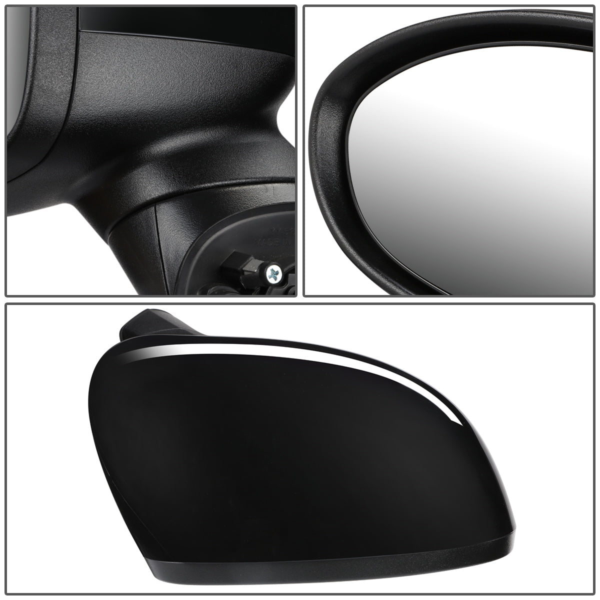 RETROVISOR MIRROR - OEM - 12-15 KIA RIO - POWERED - HEATED - FOLDING - BLACK MATERIAL - RIGHT