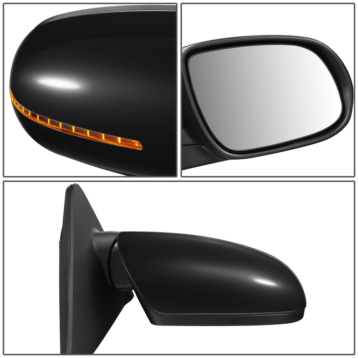 RETROVISOR MIRROR - OEM - 10-13 KIA FORTE, FORTE KOUP - POWERED - HEATED - W/ SIGNAL LIGHT - POWER FOLDING - BLACK MATERIAL - RIGHT