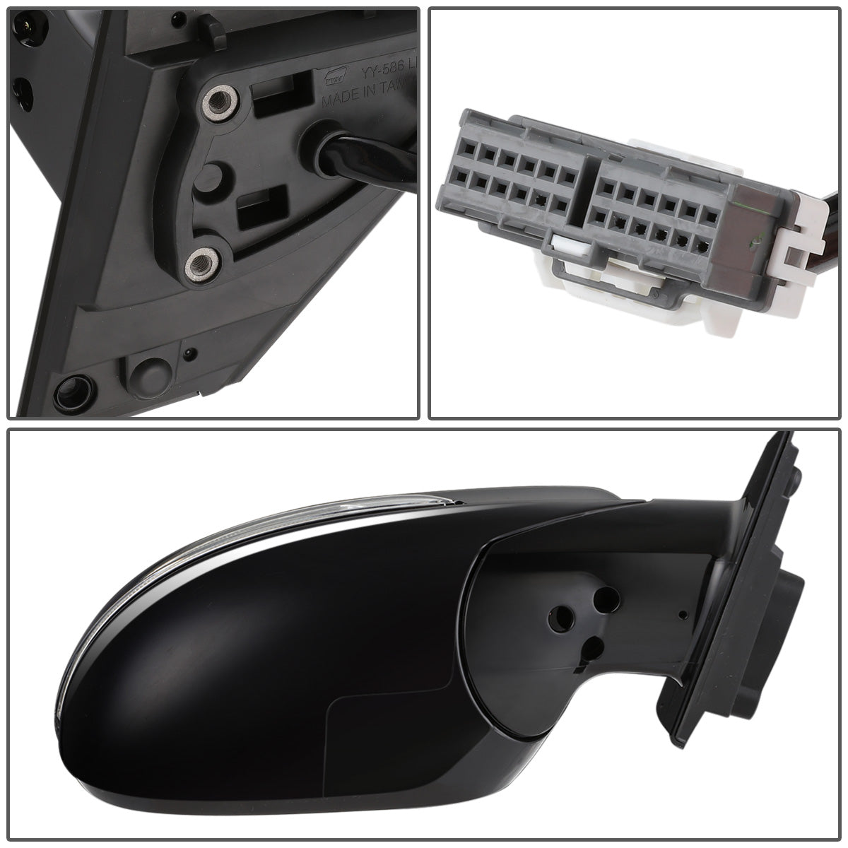 RETROVISOR MIRROR - OEM - 14-15 KIA SORENTO - POWERED - HEATED - W/ SIGNAL LIGHT - FOLDING - BLACK MATERIAL - RIGHT