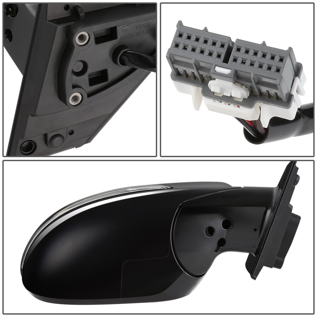 RETROVISOR MIRROR - OEM - 14-15 KIA SORENTO - POWERED - HEATED - W/ SIGNAL LIGHT - W/ BSD - FOLDING - BLACK MATERIAL - RIGHT