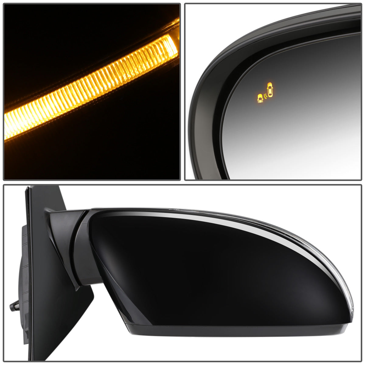 RETROVISOR MIRROR - OEM - 14-15 KIA SORENTO - POWERED - HEATED - W/ SIGNAL LIGHT - W/ BSD - FOLDING - BLACK MATERIAL - RIGHT