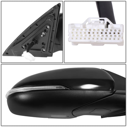 RETROVISOR MIRROR - OE STYLE - KIA OPTIMA 16-18 - WITH POWER FOLD WITH HEATED GLASS WITH TURN SIGNAL - WITHOUT HYBRID - PASSENGER SIDE - PAINT TO MATCH - BLACK