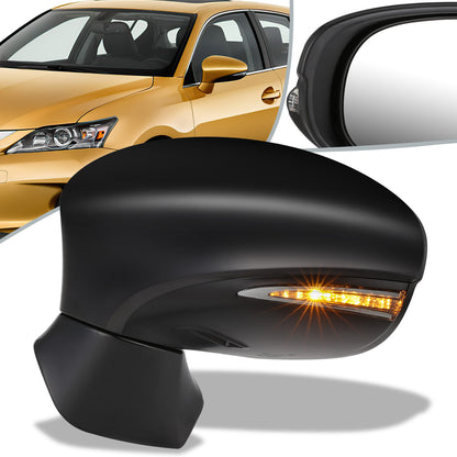 RETROVISOR MIRROR - OEM - 11-13 LEXUS CT200H - POWERED - HEATED - W/ SIGNAL LIGHT - W/ PUDDLE LIGHT - FOLDING - BLACK MATERIAL - LEFT