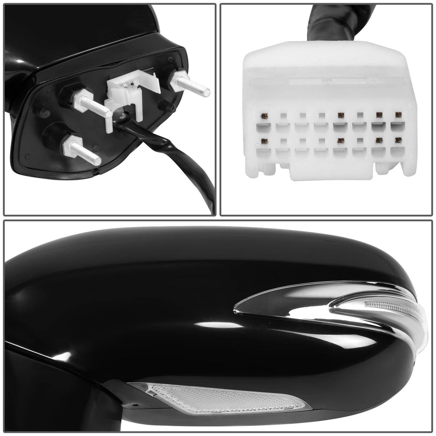 RETROVISOR MIRROR - OE STYLE - LEXUS IS250 2010-2015 - LEXUS IS350 2010-2015 - WITH POWER WITH HEATED GLASS WITH SIGNAL - CONVERTIBLE - DRIVER LEFT SIDE - BLACK