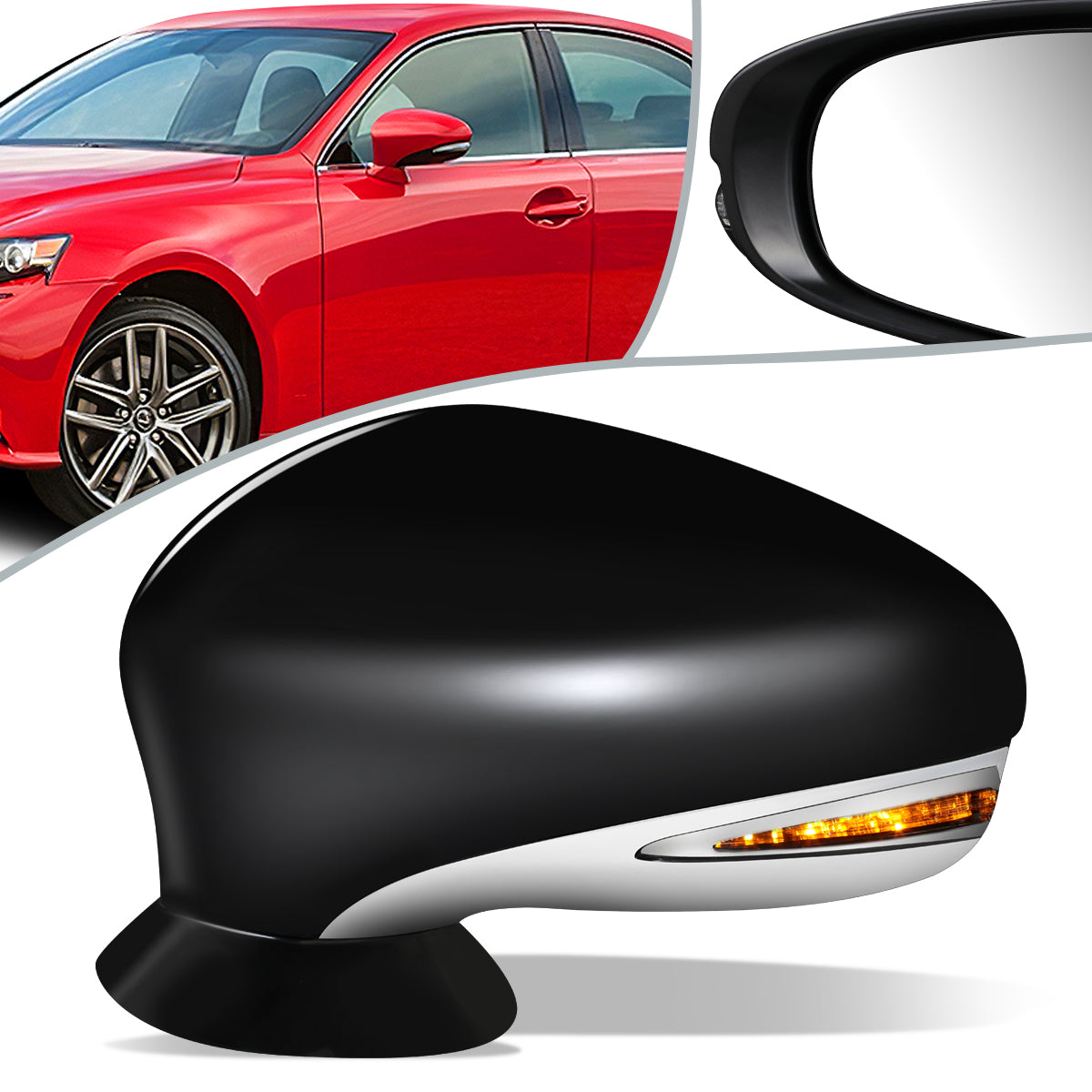 RETROVISOR MIRROR - OEM - 13-17 LEXUS LS460 - POWERED - HEATED - W/ SIGNAL LIGHT - W/ MEMORY - W/ PUDDLE LIGHT - POWER FOLDING - BLACK MATERIAL - LEFT