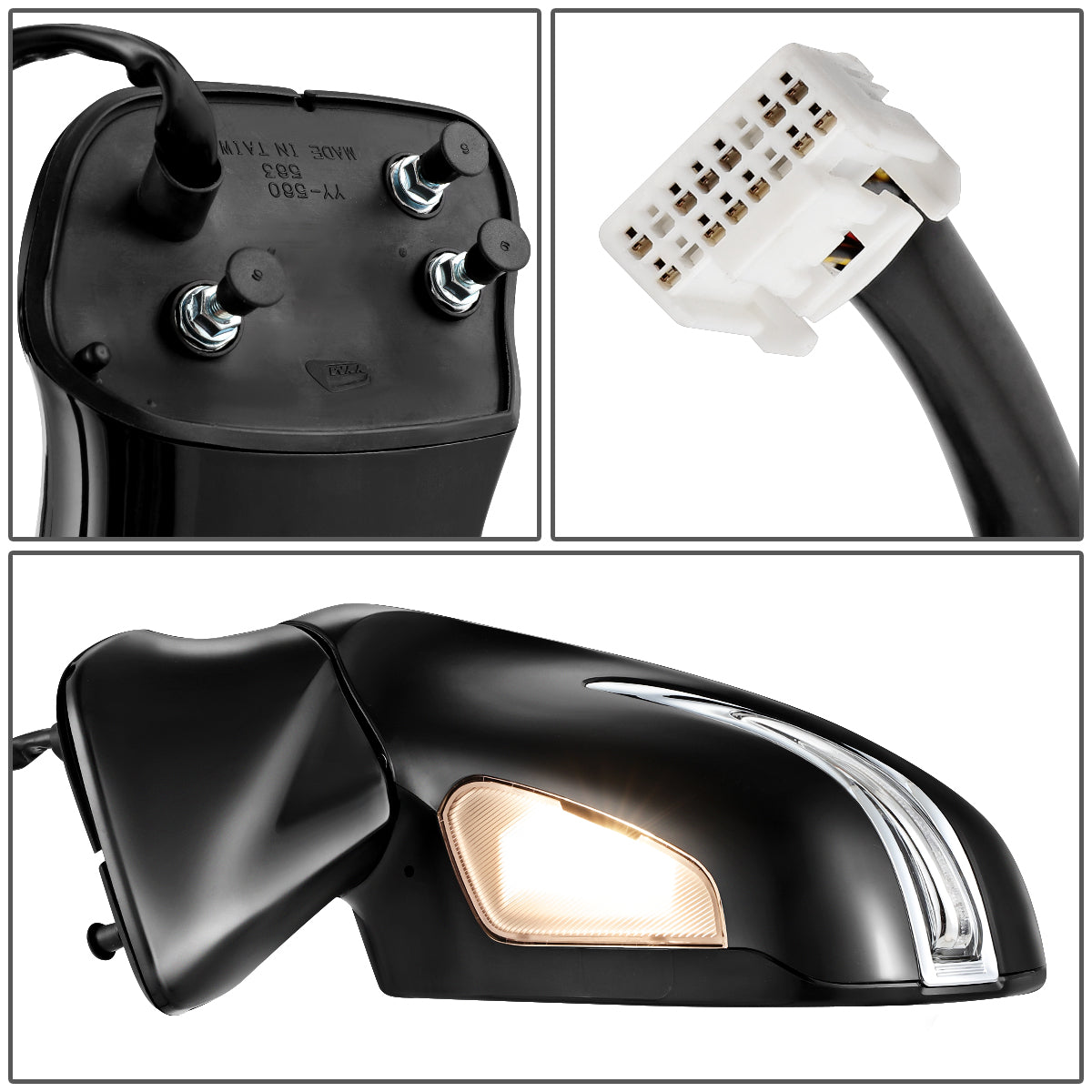 RETROVISOR MIRROR - OEM - 10-12 LEXUS RX350 - POWERED - HEATED - W/ SIGNAL LIGHT - W/ MEMORY - W/ PUDDLE LIGHT - FOLDING - BLACK MATERIAL - LEFT