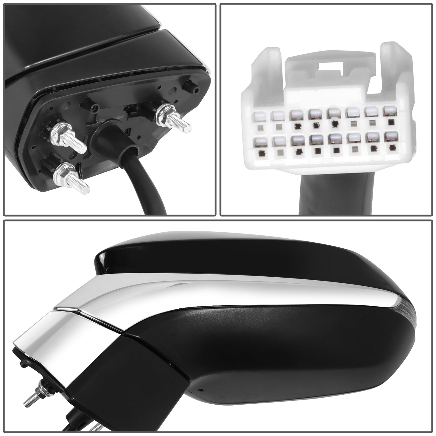 RETROVISOR MIRROR - OE STYLE - LEXUS RX350 16-19 - LEXUS RX350L 16-19 - LEXUS RX450H 18-19 - LEXUS RX450HL 18-19 - WITH POWER WITH HEATED WITH SIGNAL WITH MEMORY - CANADA BULIT - DRIVER SIDE - PAINT TO MATCH - BLACK