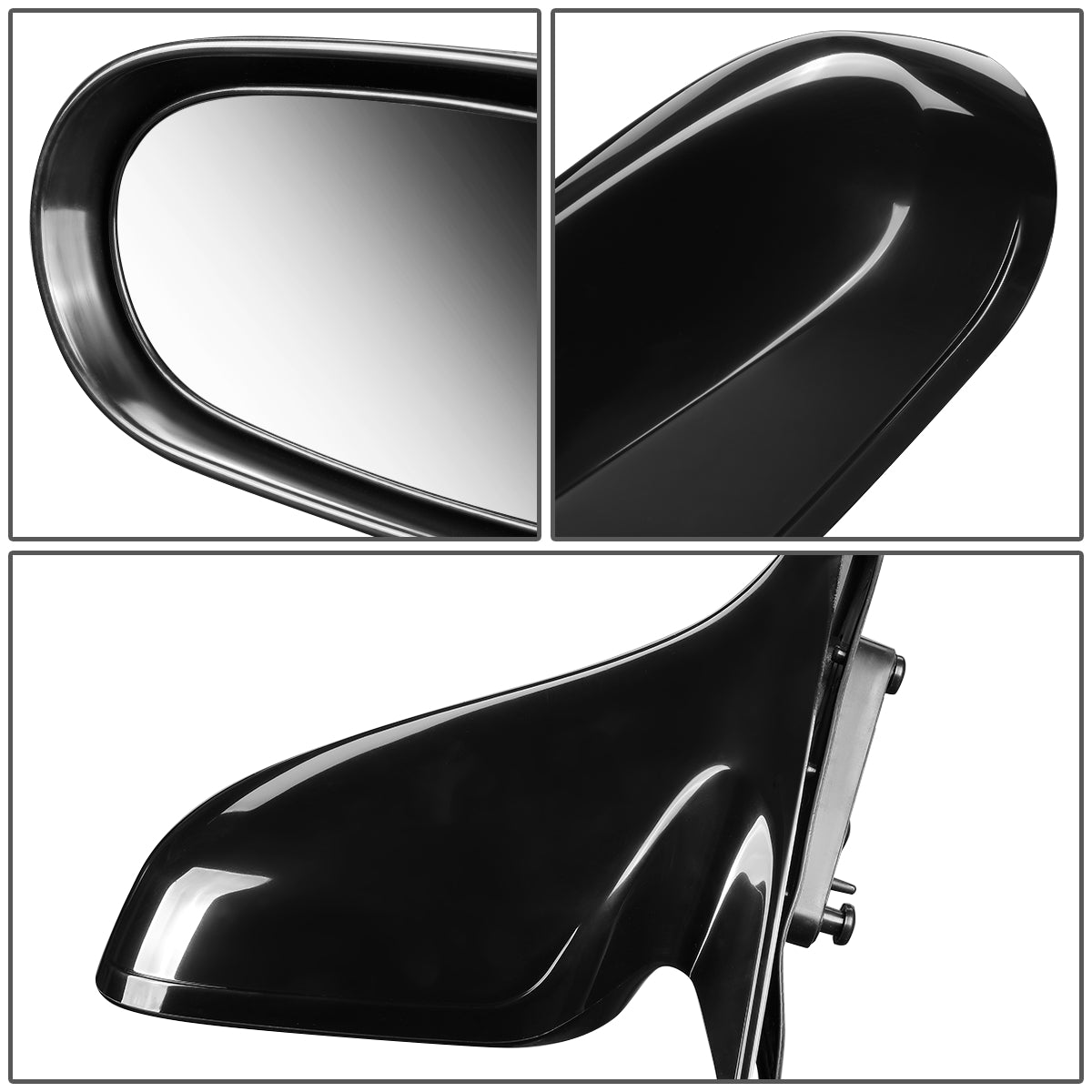 RETROVISOR MIRROR - OEM - 98-99 MAZDA 626 - MANUAL - SMOOTH - BLACK - LEFT