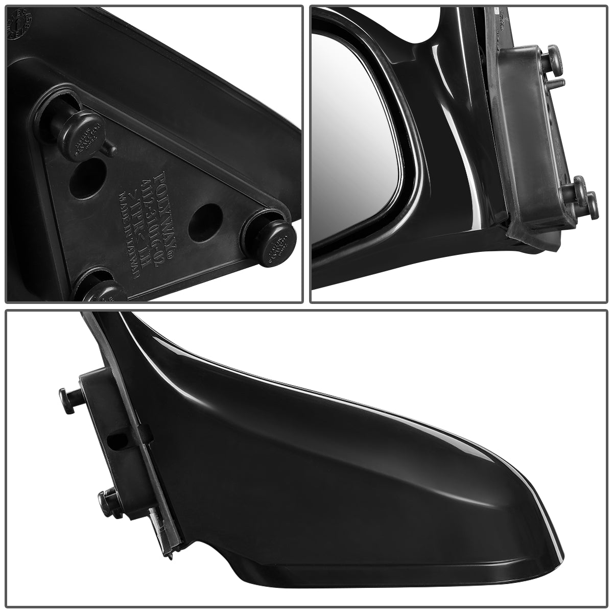 RETROVISOR MIRROR - OEM - 98-99 MAZDA 626 - MANUAL - SMOOTH - BLACK - LEFT