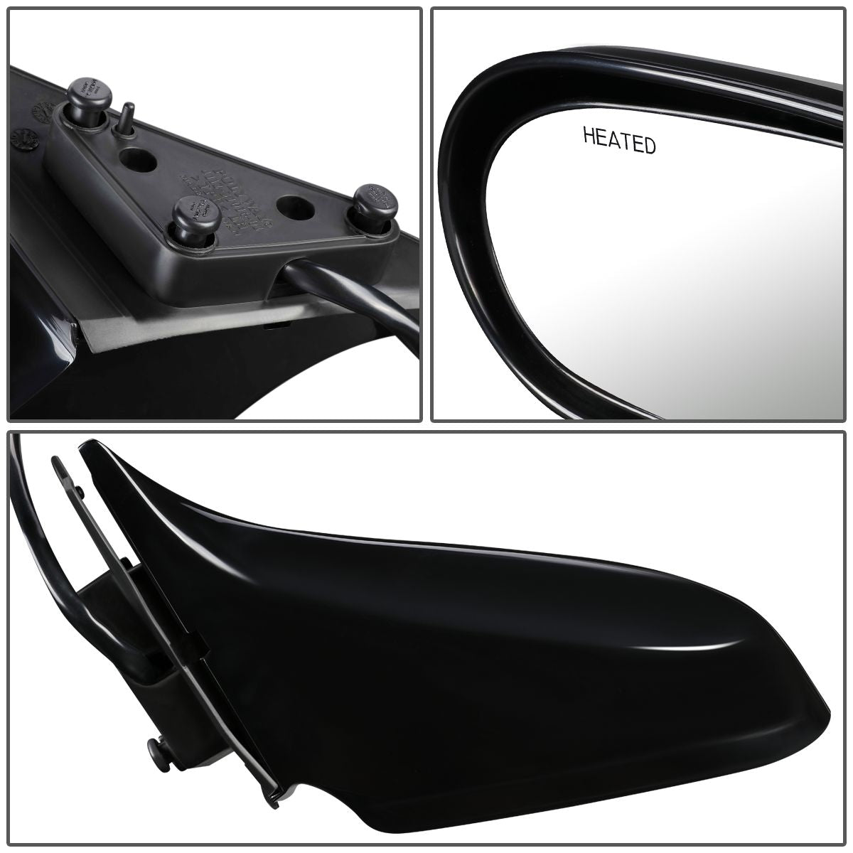 RETROVISOR MIRROR - OEM - 00-02 MAZDA 626 - POWERED - HEATED - PAINTABLE - BLACK - LEFT