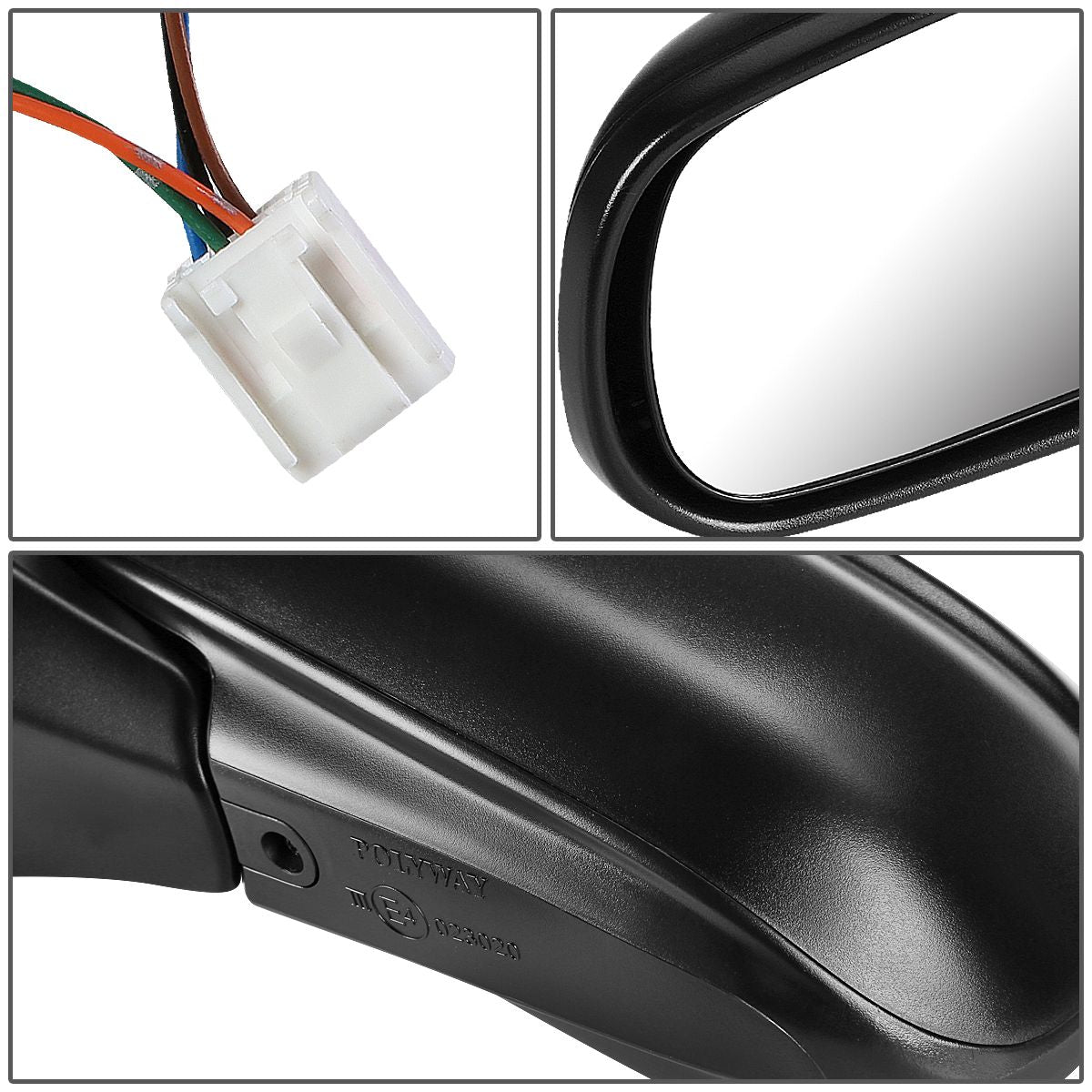RETROVISOR MIRROR - OEM - 99-03 MAZDA PROTEGE - FITS MODELS WITH 6 SPEAKER SYSTEM - POWERED - PAINTABLE - BLACK - LEFT