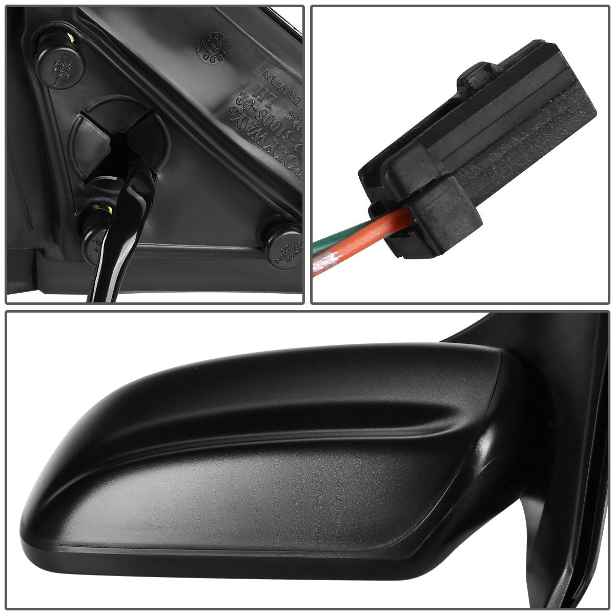 RETROVISOR MIRROR - OEM - 99-03 MAZDA PROTEGE - FITS MODELS WITH 6 SPEAKER SYSTEM - POWERED - PAINTABLE - BLACK - LEFT