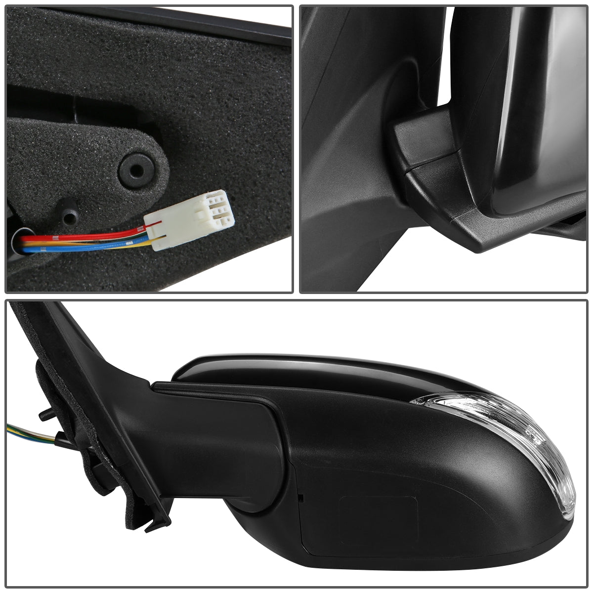 RETROVISOR MIRROR - OEM - 10-13 MAZDA 3 - POWERED - PAINTABLE - BLACK - LEFT