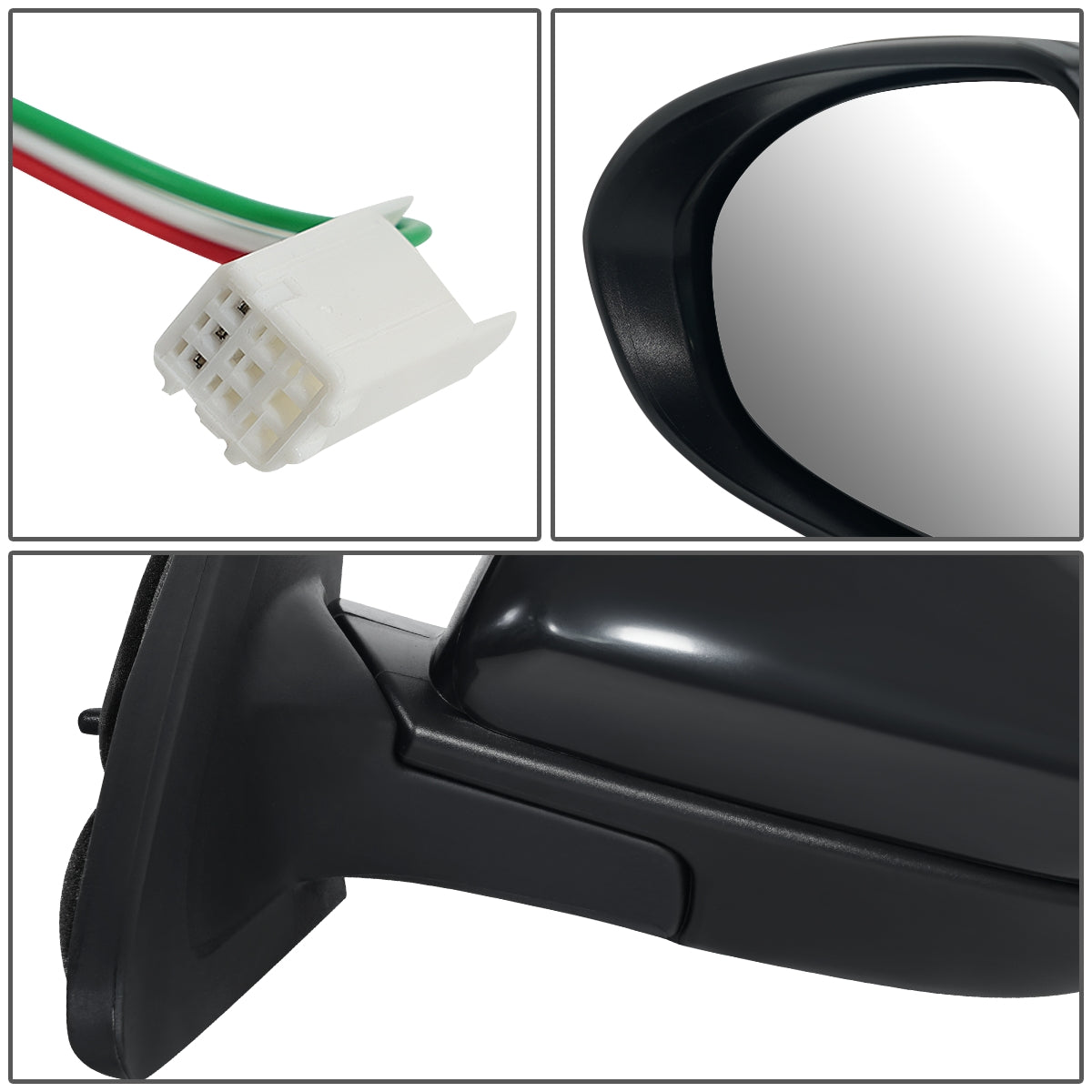 RETROVISOR MIRROR - OEM - 10-13 MAZDA 3 - POWERED - PAINTABLE - BLACK - LEFT