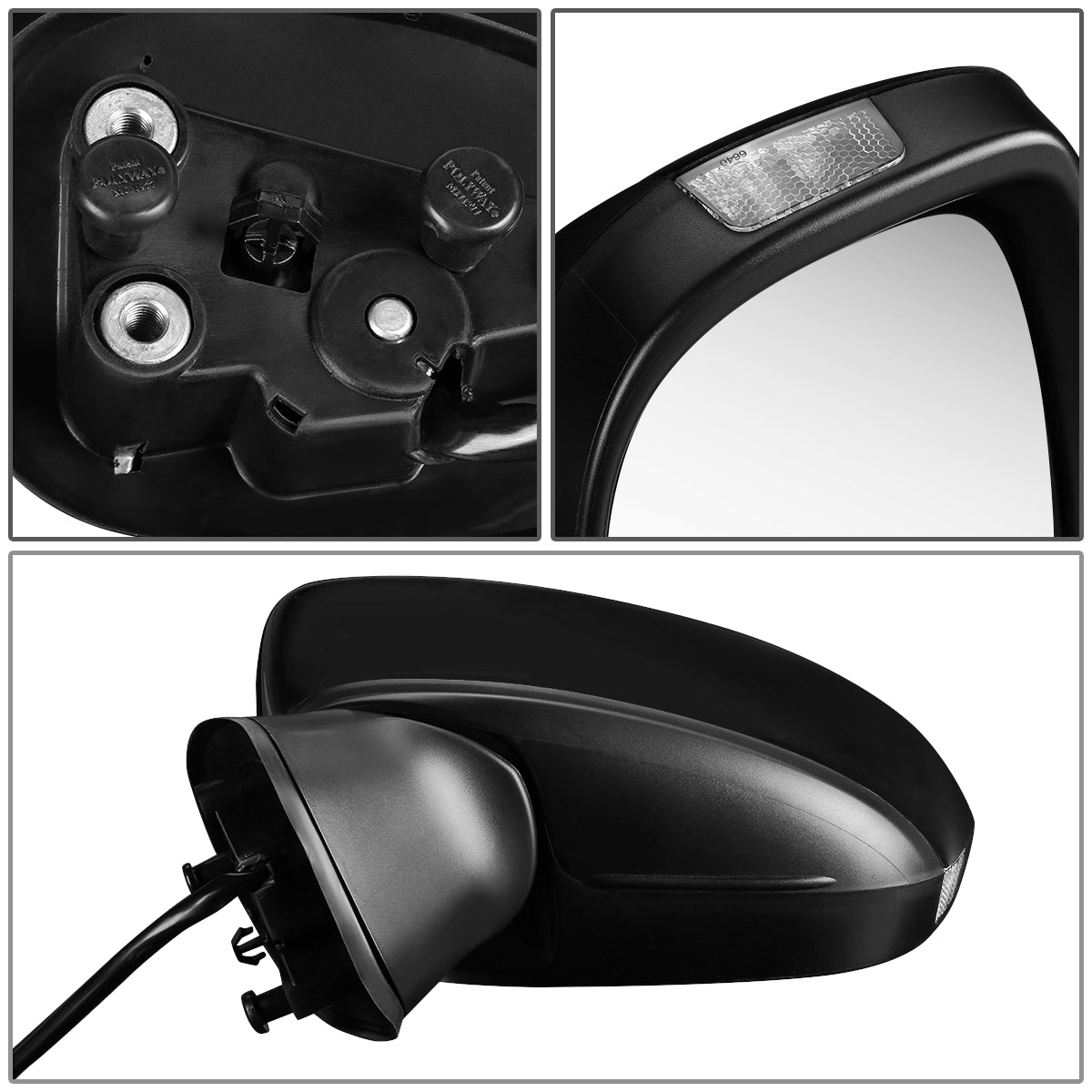 RETROVISOR MIRROR - OEM - 14-15 MAZDA 3 - POWERED - PAINTABLE - BLACK - LEFT