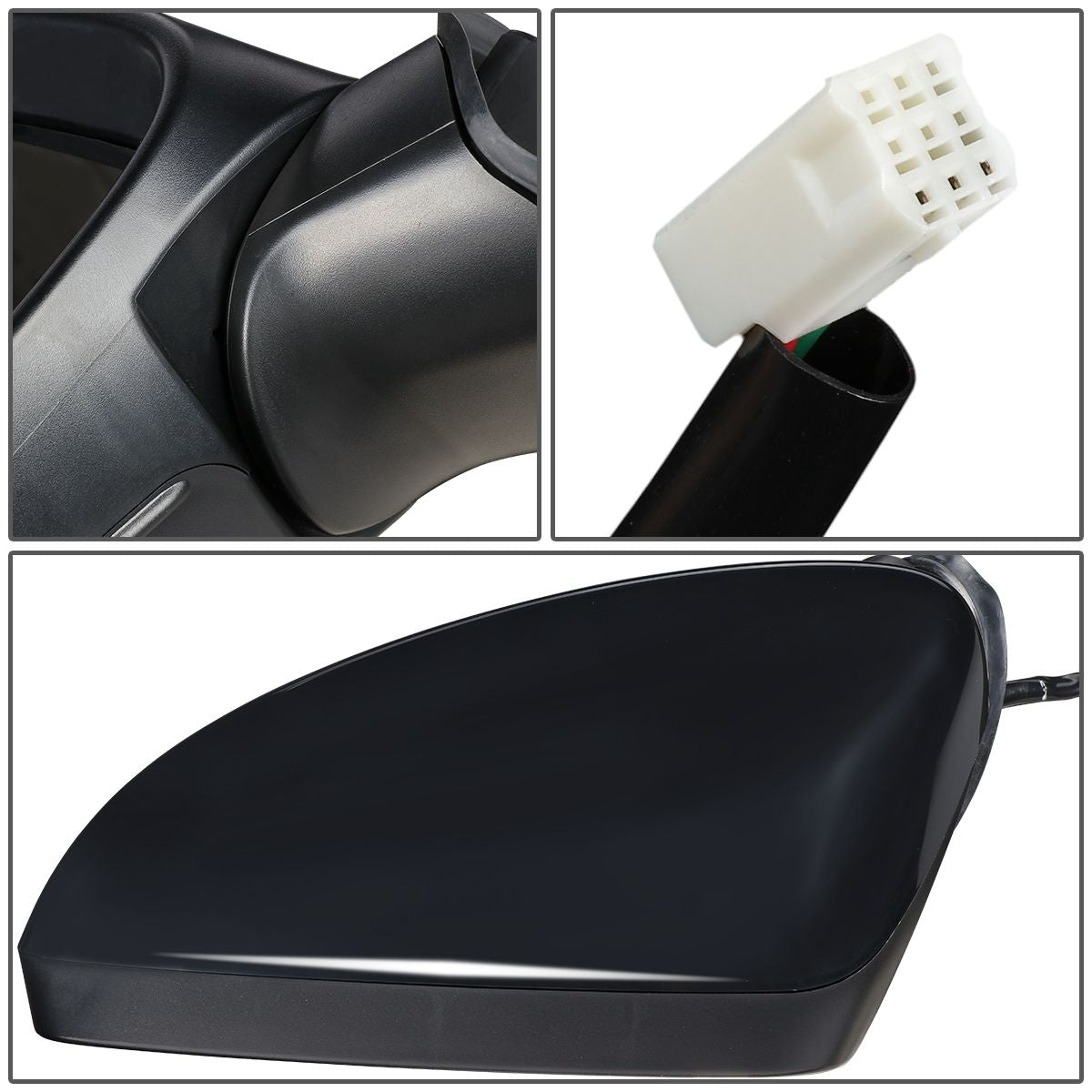 RETROVISOR MIRROR - OEM - 14-15 MAZDA 3 - POWERED - PAINTABLE - BLACK - LEFT