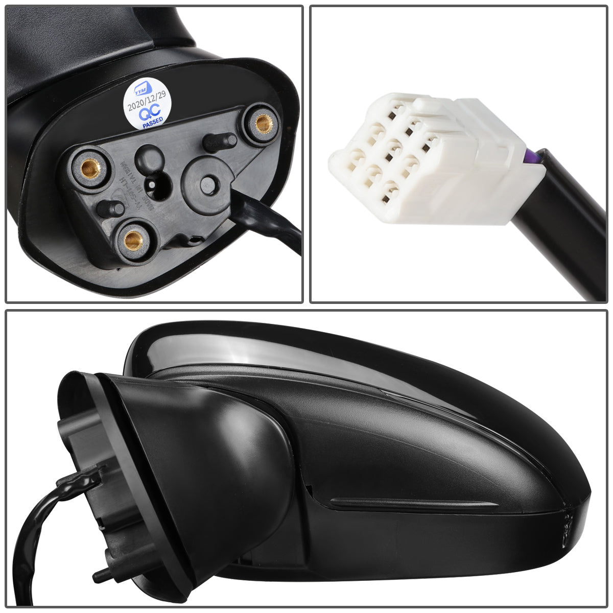 RETROVISOR MIRROR - OEM - 14-16 MAZDA 3 - POWERED - W/ SIGNAL LIGHT - FOLDING - BLACK MATERIAL - LEFT