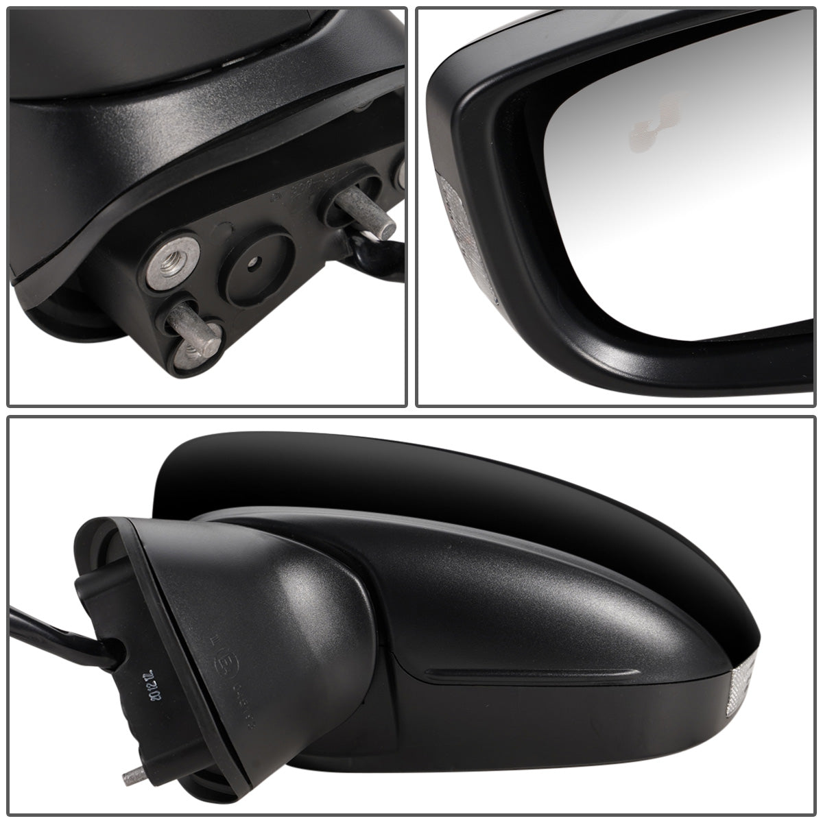 RETROVISOR MIRROR - OEM - 14-16 MAZDA 3 - POWERED - HEATED - W/ SIGNAL LIGHT - W/ BSD - FOLDING - BLACK MATERIAL - LEFT