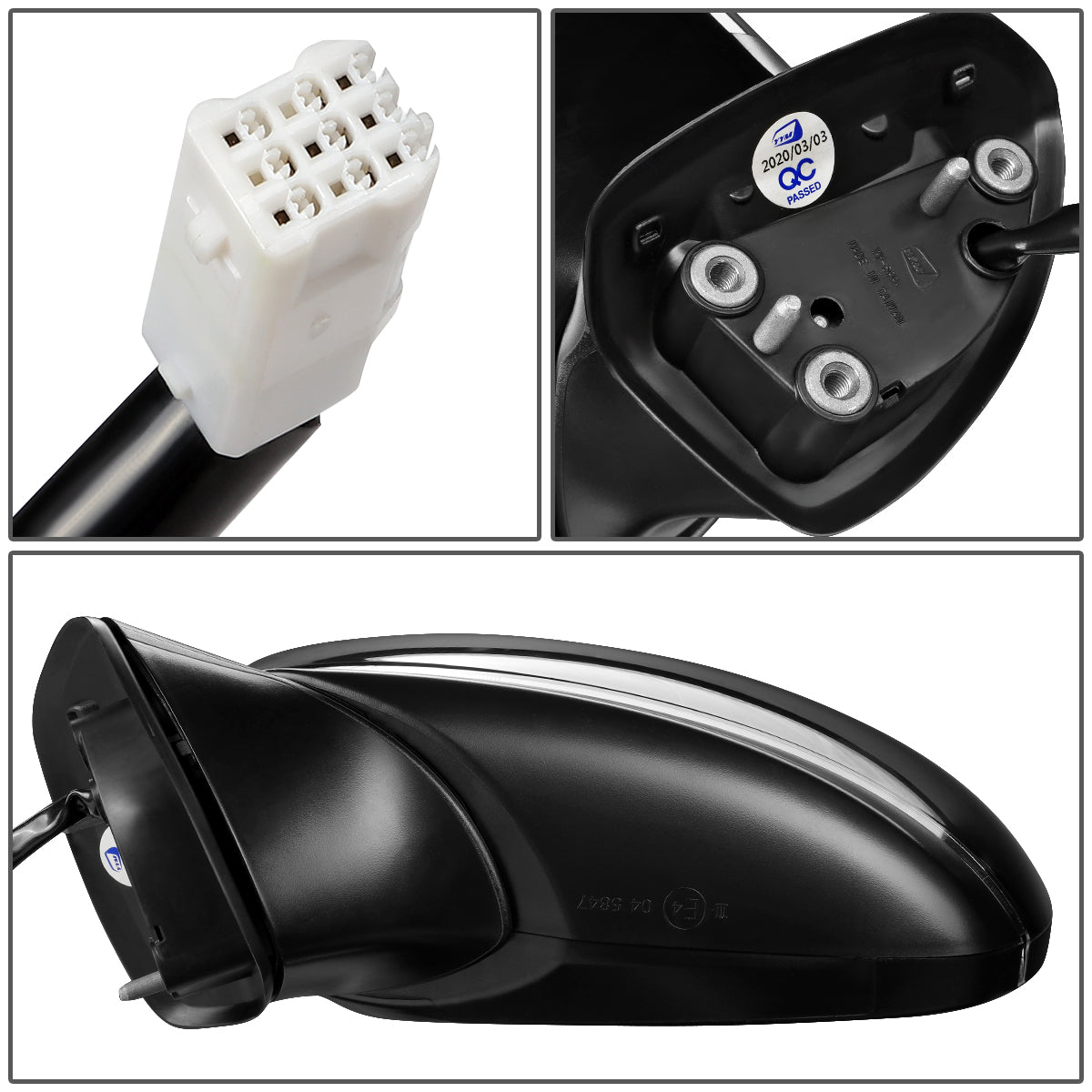 RETROVISOR MIRROR - OEM - 16-20 MAZDA CX-9 - POWERED - HEATED - W/ SIGNAL LIGHT - FOLDING - BLACK MATERIAL - LEFT