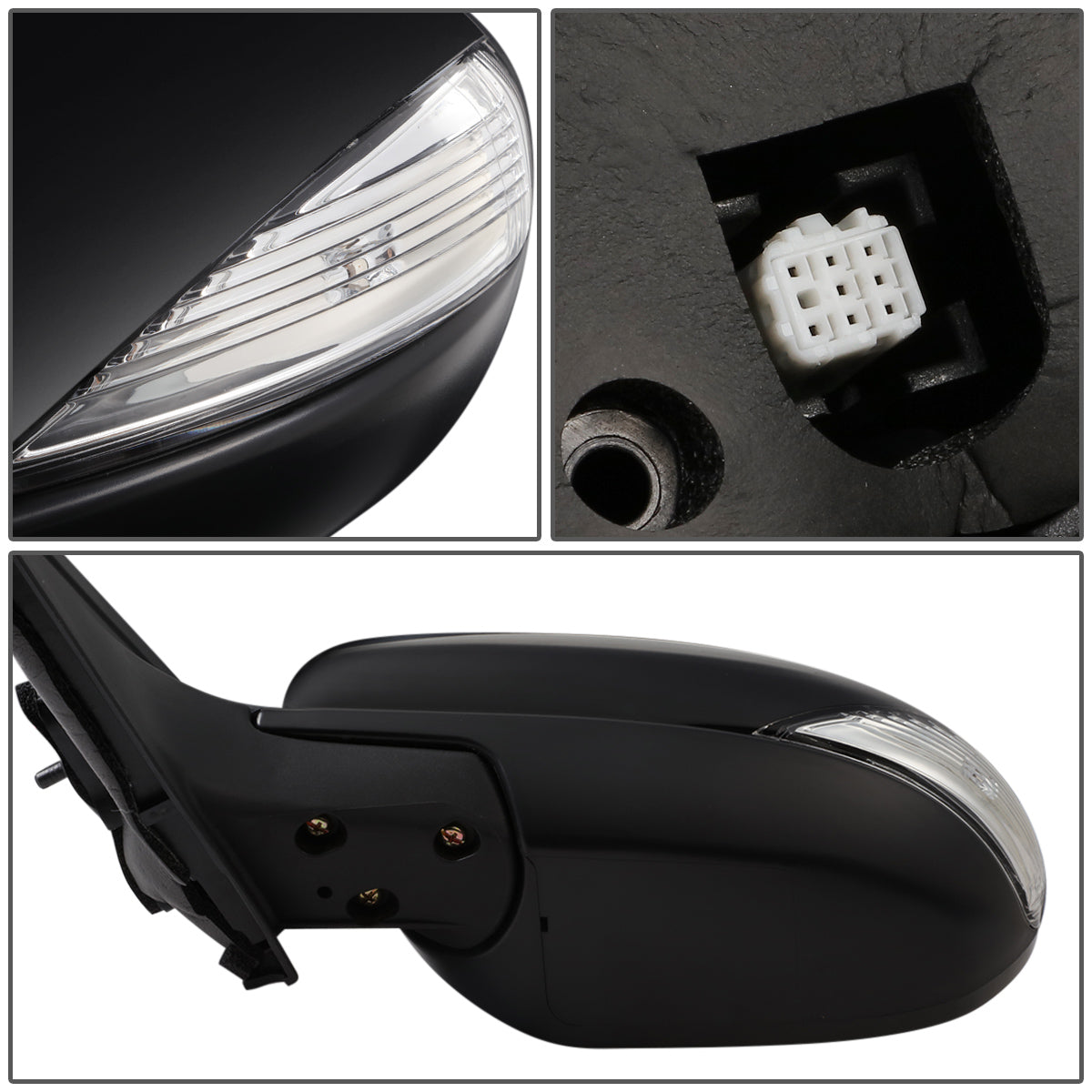 RETROVISOR MIRROR - OEM - 10-13 MAZDA 3 - POWERED - W/ SIGNAL LIGHT - W/ BSD - FOLDING - BLACK MATERIAL - LEFT