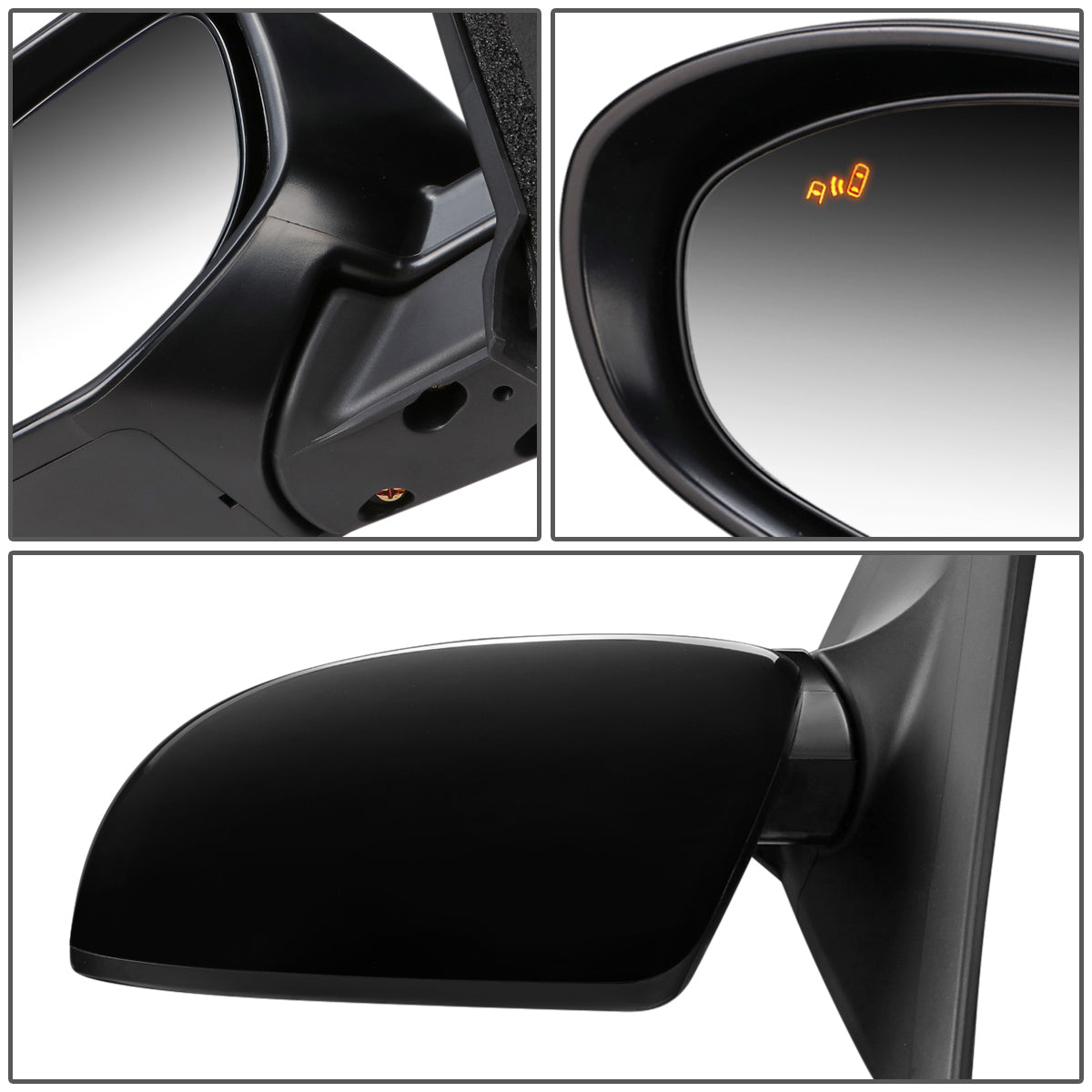 RETROVISOR MIRROR - OEM - 10-13 MAZDA 3 - POWERED - HEATED - W/ BSD - FOLDING - BLACK MATERIAL - LEFT