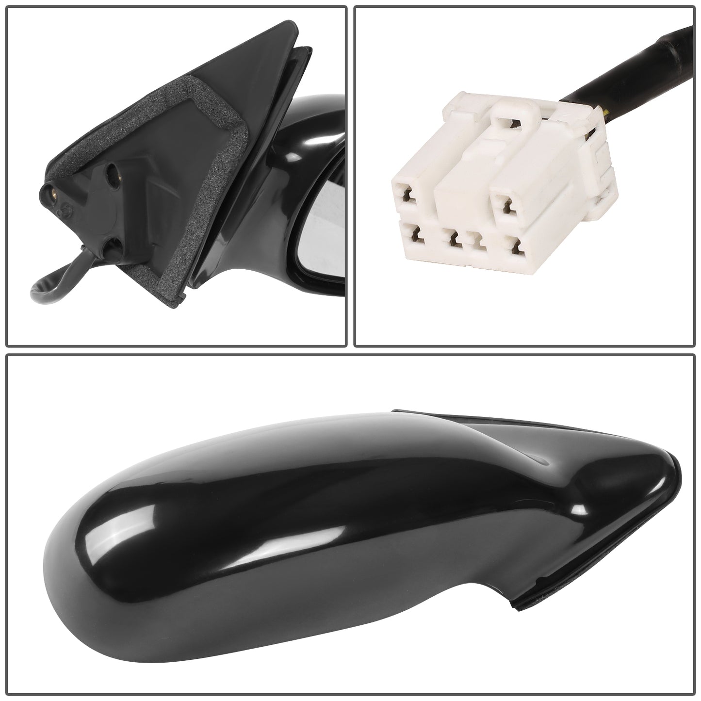 RETROVISOR MIRROR - OEM - 93-97 MAZDA 626 - POWERED - BLACK MATERIAL - RIGHT