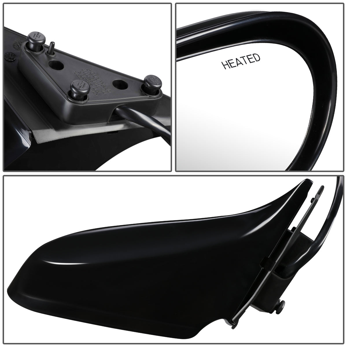 RETROVISOR MIRROR - OEM - 00-02 MAZDA 626 - POWERED - HEATED - PAINTABLE - BLACK - RIGHT