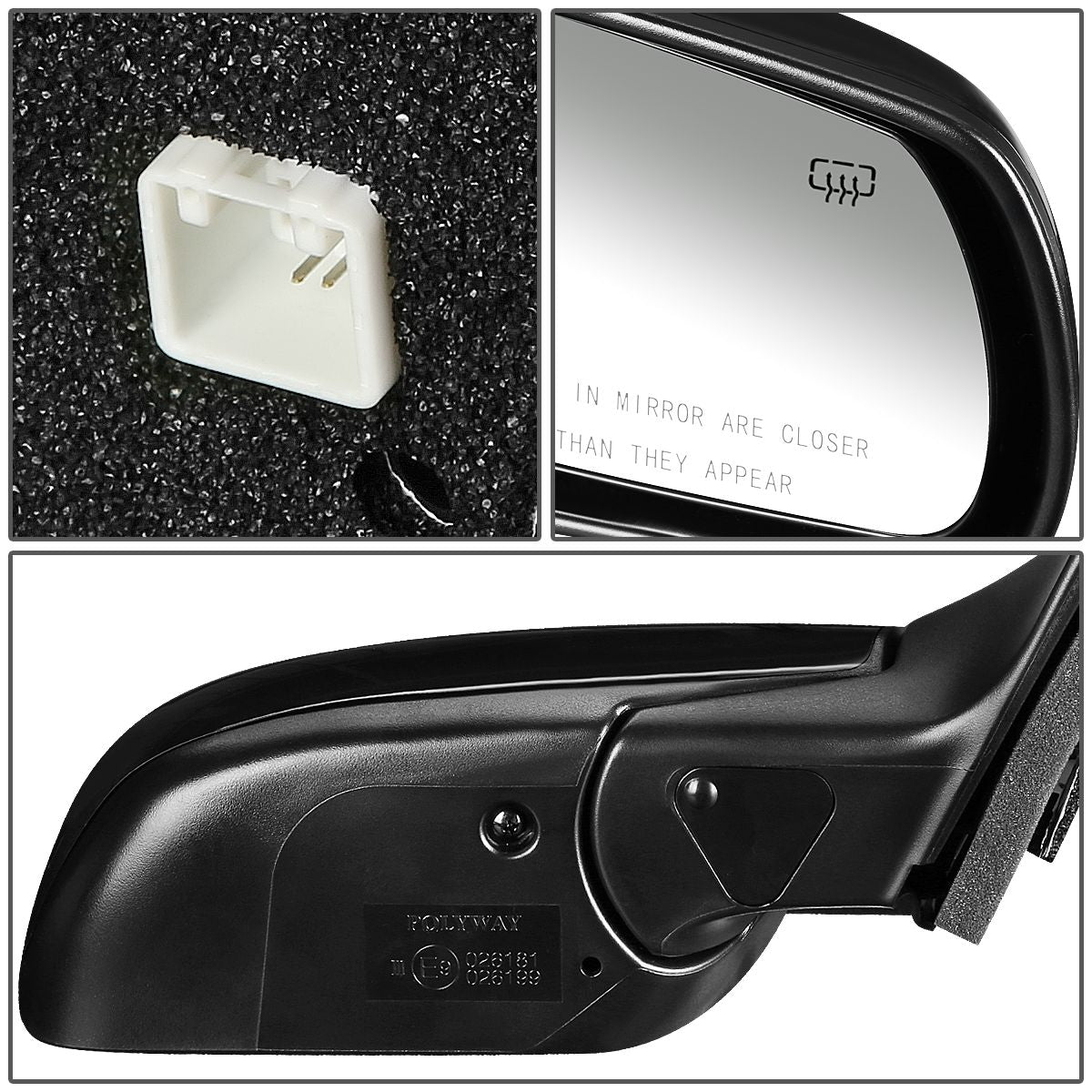 RETROVISOR MIRROR - OEM - 04-09 MAZDA 3 - POWERED - HEATED - TEXTURED - BLACK - RIGHT
