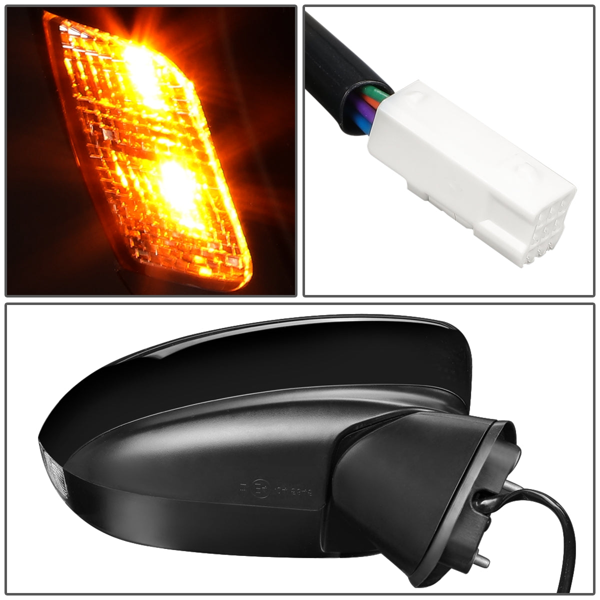 RETROVISOR MIRROR - OEM - 14-17 MAZDA 6 - POWERED - W/ SIGNAL LIGHT - FOLDING - BLACK MATERIAL - RIGHT