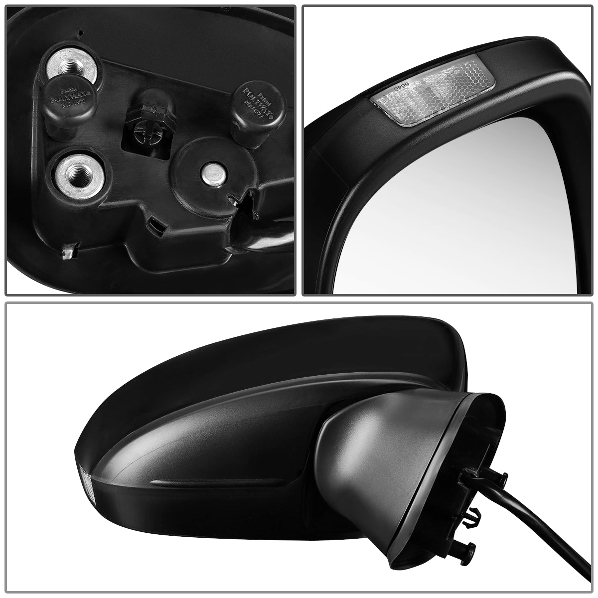 RETROVISOR MIRROR - OEM - 14-15 MAZDA 3 - POWERED - PAINTABLE - BLACK - RIGHT