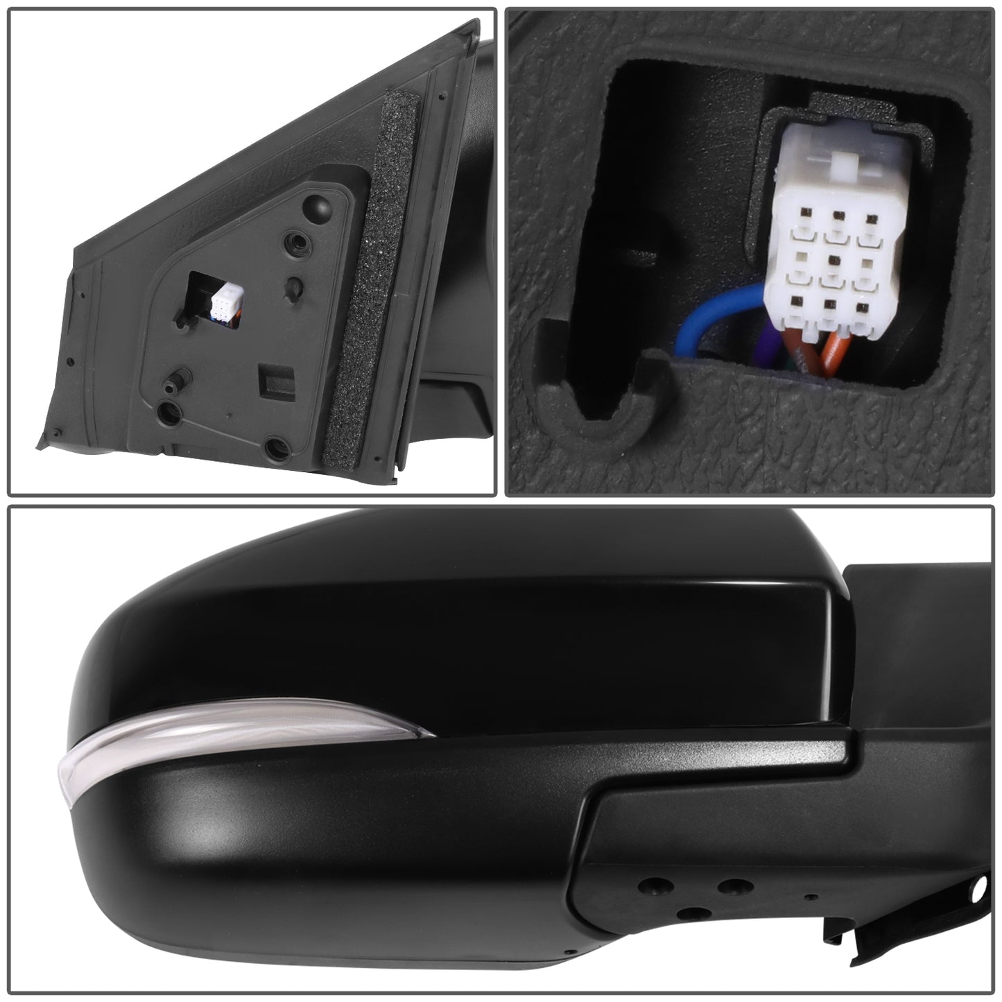 RETROVISOR MIRROR - OE STYLE - MAZDA CX-9 10-15 - WITH POWER WITH HEATED WITH SIGNAL WITH BLIND SPOT - PASSENGER SIDE - PAINT TO MATCH - BLACK