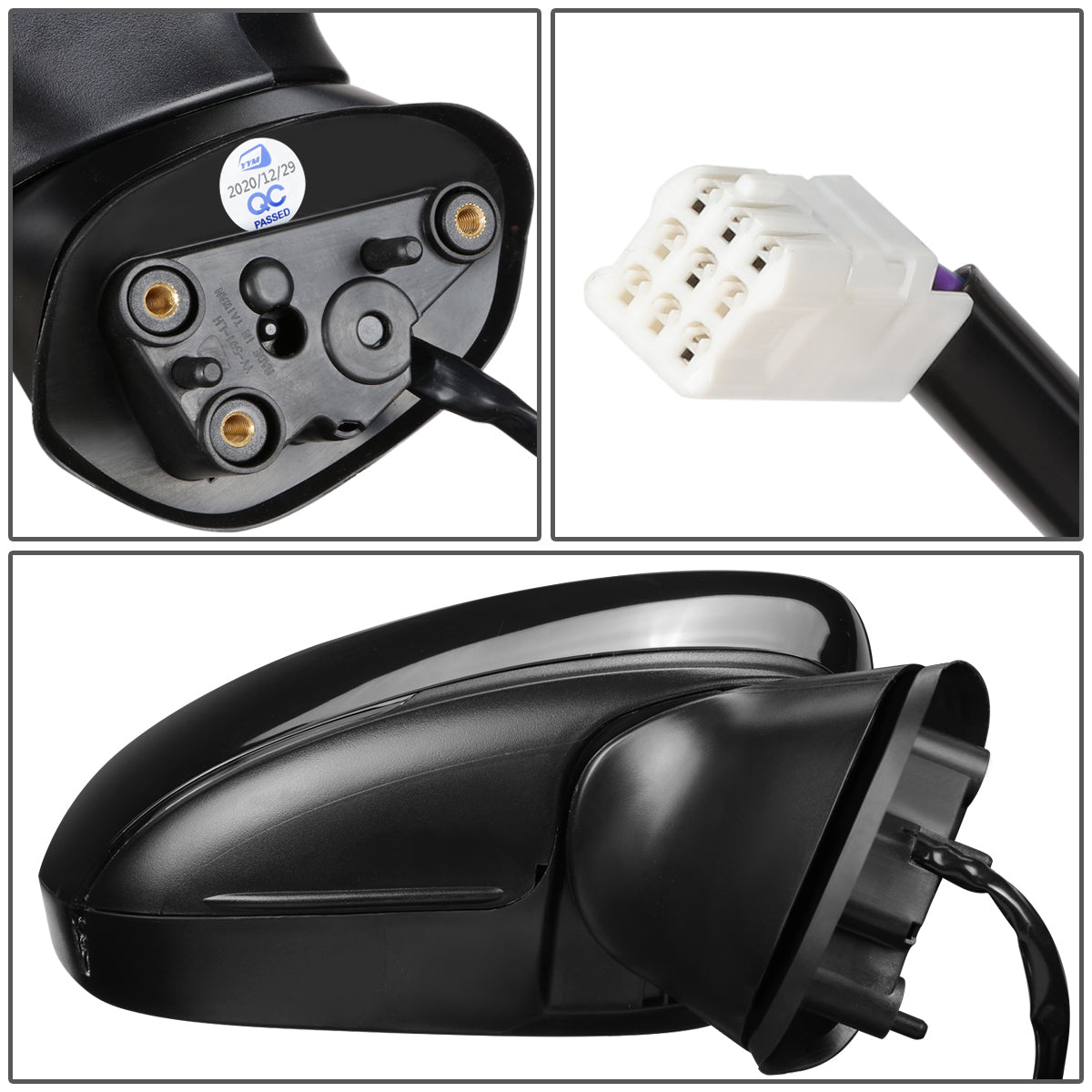 RETROVISOR MIRROR - OEM - 14-16 MAZDA 3 - POWERED - W/ SIGNAL LIGHT - FOLDING - BLACK MATERIAL - RIGHT