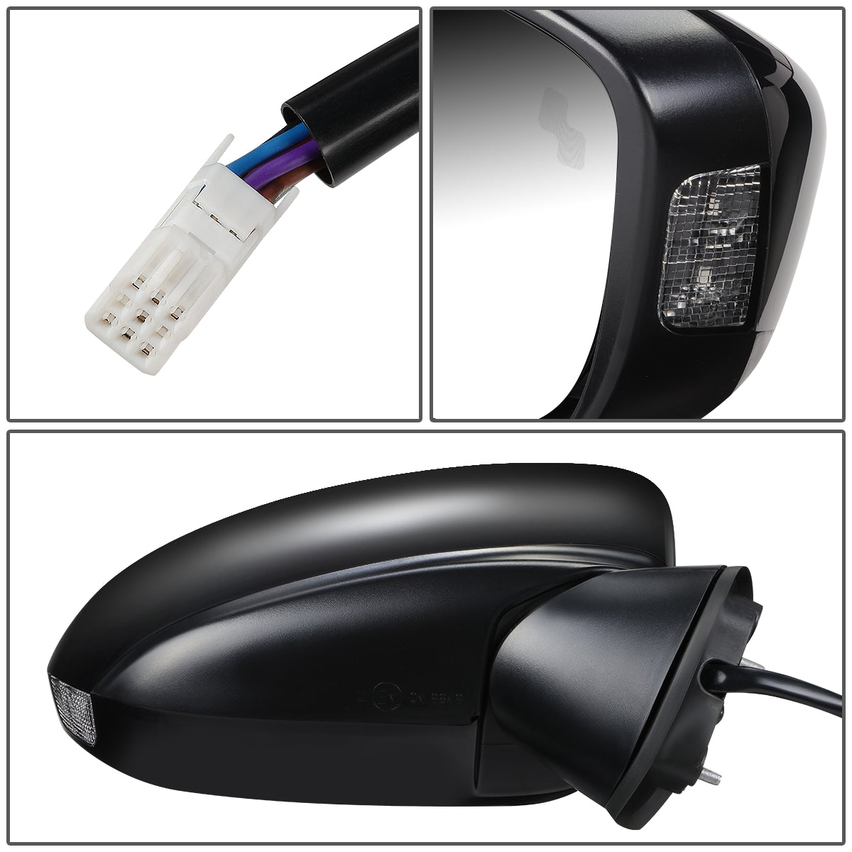 RETROVISOR MIRROR - OEM - 14-17 MAZDA 6 - POWERED - HEATED - W/ SIGNAL LIGHT - W/ BSD - FOLDING - BLACK MATERIAL - RIGHT