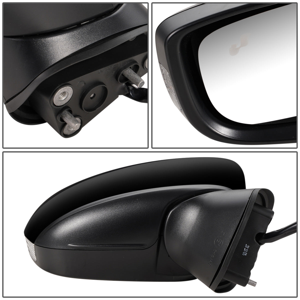 RETROVISOR MIRROR - OEM - 14-16 MAZDA 3 - POWERED - HEATED - W/ SIGNAL LIGHT - W/ BSD - FOLDING - BLACK MATERIAL - RIGHT