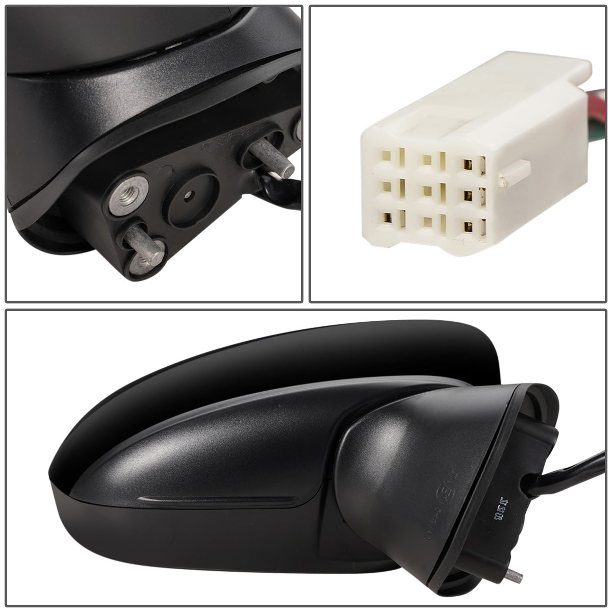 RETROVISOR MIRROR - OEM - 14-16 MAZDA 3 - POWERED - W/ BSD - FOLDING - BLACK MATERIAL - RIGHT